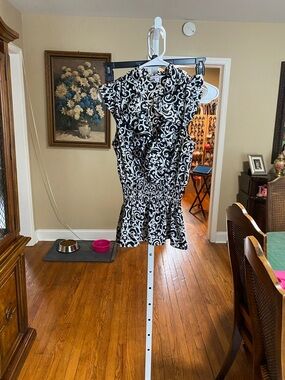 Candie's Black & White Ruffle Smocked Waist Mini Dress